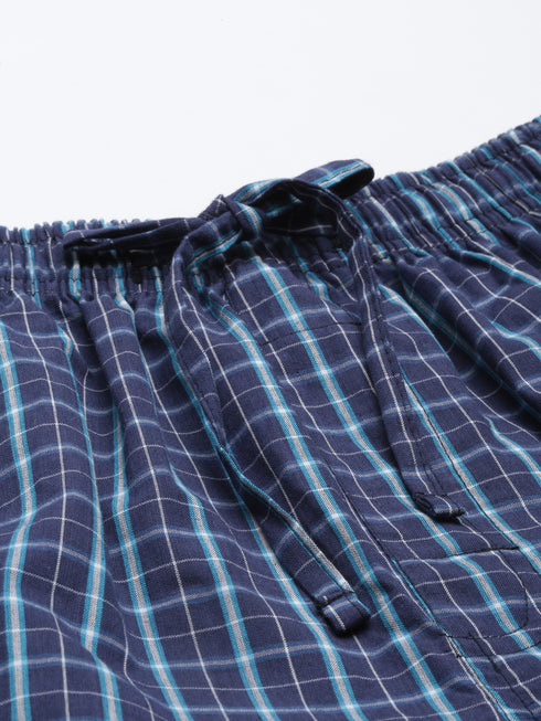Navy Blue Checks Lounge Short